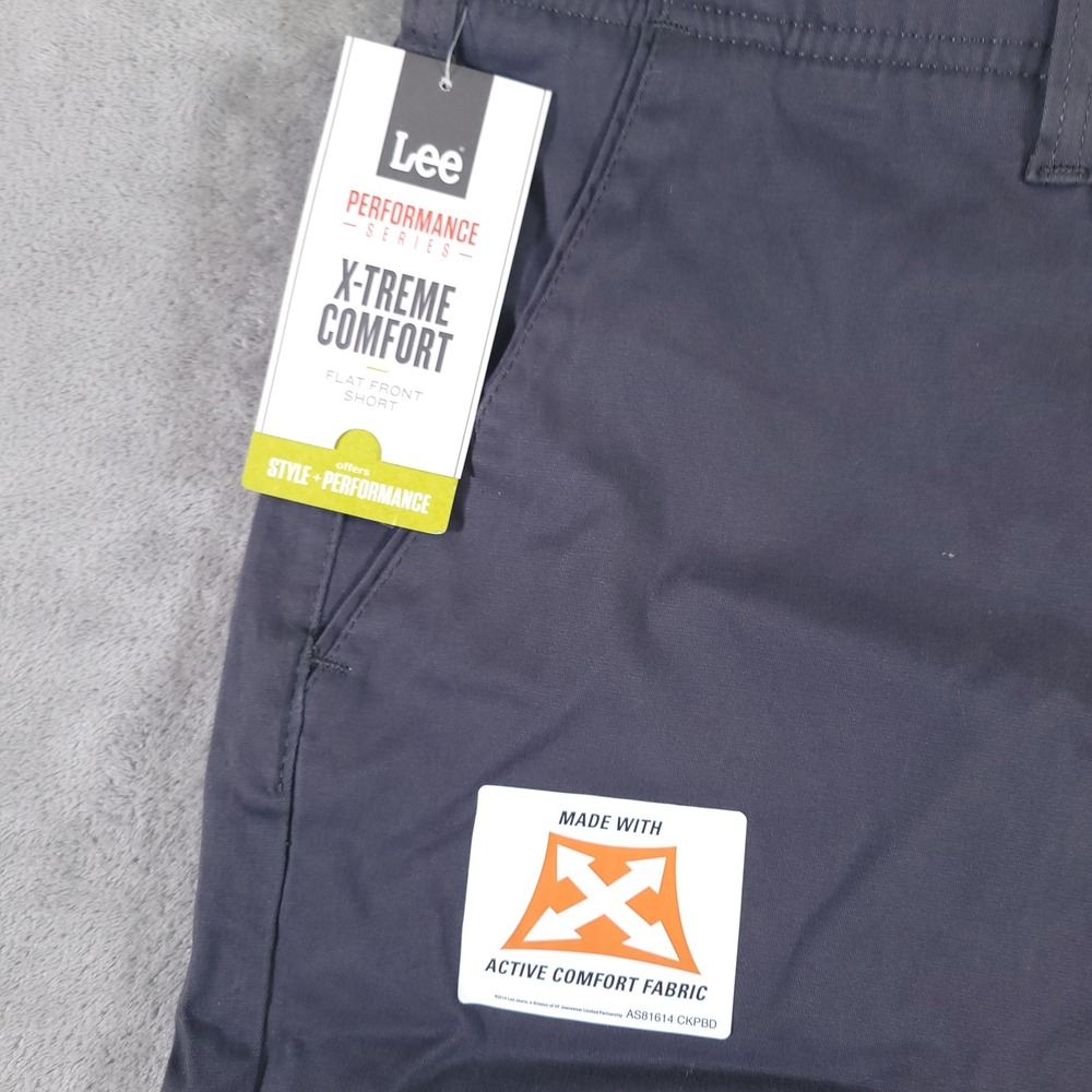 Lee Shorts Men 42 Charcoal X-Treme Comfort Flat Front Performance Active Stretch - Picture 2 of 8